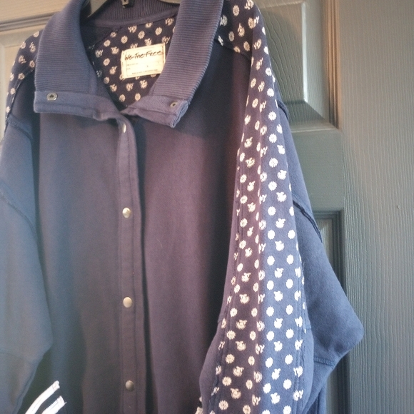 Free People Oversized Slouchy Heritage Track Jacket Floral Pattern Contrast Line - Picture 2 of 7